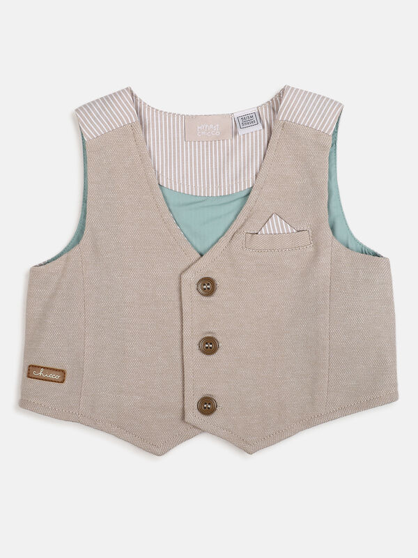Boys Medium Natural Knitted Vest image number null